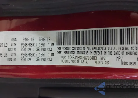 2015 Jeep Cherokee из США, поврежденный, VIN 1C4PJMBS4FW726483